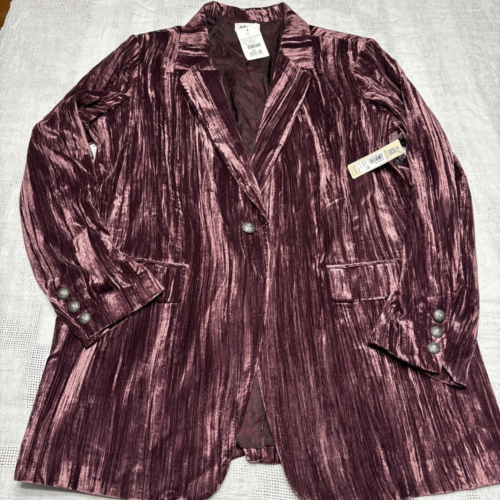 Ariat Women XXL Steampunk Blazer Crushed Velour Solid Stripe Hipster Pattern NWT